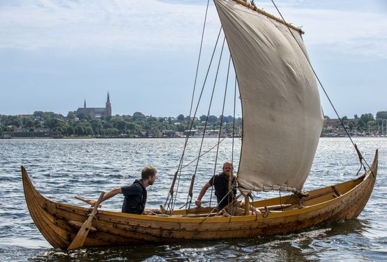 [Translate to English:] Gislingebåd Langóe ejet af Vikingeskibsmuseet i Roskilde