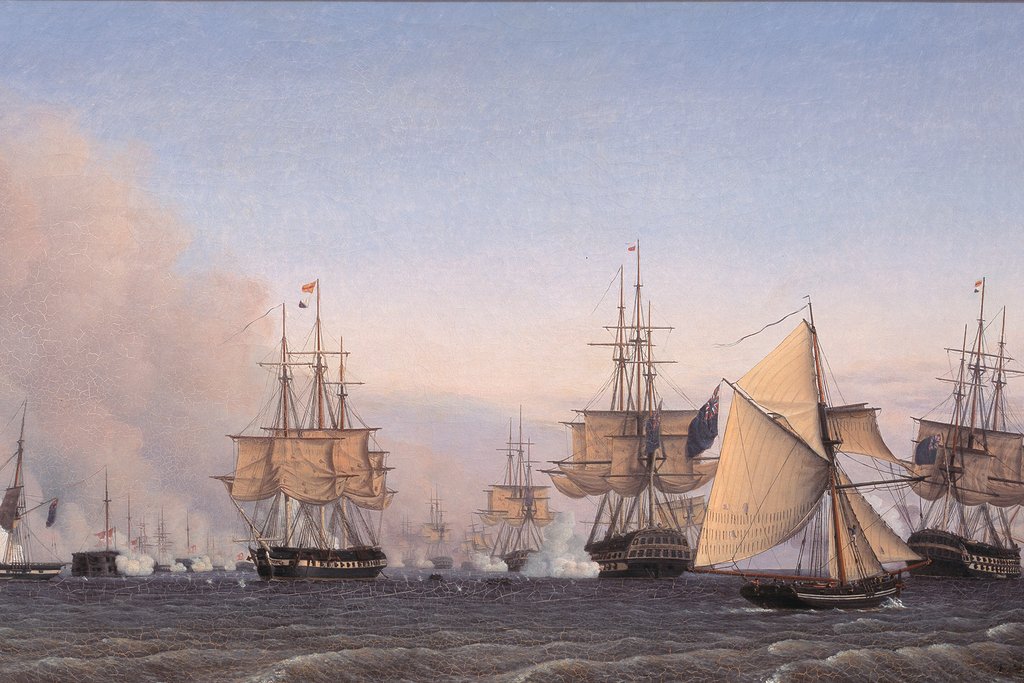 Slaget på Rheden den 2. april 1801 af Emil Normann. Datering: 1828 – 1832 Public Domain. SMK.