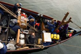 Havhingsten fra Glendalough en rekonstruktion af krigsskibet Skuldelev 2 fra vikingetiden. Copyright Vikingeskibsmuseet i Roskilde. 