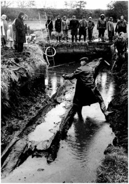 Varpelevbåden fundet på Stevns. Foto og Copyright: Køge Byhistoriske Arkiv