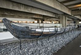 Skuldelev 5 skibet er et lille krigsskib fra vikingetiden. Copyright, Vikingeskibsmuseet i Roskilde.