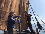 Her passerer Skjoldungen den norsk/svenske grænse til søs. Foto: Claus Seneberg