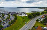 Luftfoto af Vikingeskibsmuseet i Roskilde taget fra drone. Foto: Roskilde Kommune