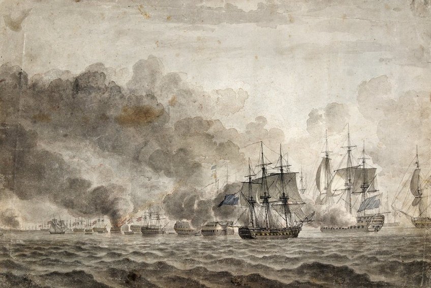 C.W. Eckersberg har også skildret Slaget på Reden. Tegningen er fra lavet i 1806. Public Domain. SMK.