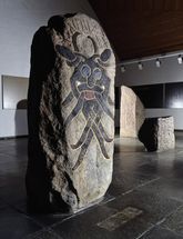 The "Mask Stone" is exhibited on the Moesgård Museum. © Moesgård Museum.