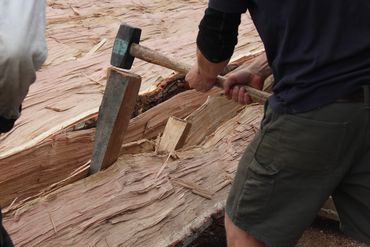 And the work continues as the split works its way along the oak.