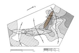 Grafisk visning af Skuldelev 5's placering i spærringen i Roskilde Fjord