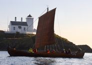 Skjoldungen on arrival at Haugesund in front of Sørhaugøy light house on Tuesday 9 July 2019. Photo: Tor André Johannesen