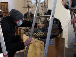 Overdragelsen af kirkeskibet Store Christianus Quintus fra Skt. Jørgensbjerg Kirke i Roskilde til Vikingeskibsmuseet fandt sted 7. januar 2021.