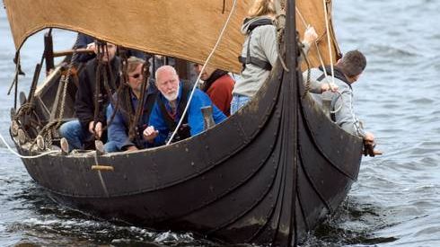 Kraka Fyr. A Viking ship, you can sail in Roskilde, Denmark