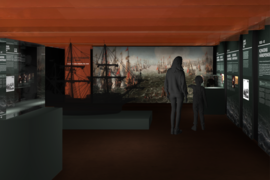 I Røg og Brand. Udstillingskoncept. Grafik: Yoke Aps. 29. april 2021 åbner Vikingeskibsmuseets særudstilling I Røg og Brand – Slaget i Femern Bælt, 1644, der følger den voldsomme og blodige fejde mellem Danmark og Sverige fra 1643-45. Grasfik: Yoke Aps