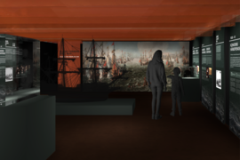 April 29, 2021 to March 1, 2022, the Viking Ship Museum shows the special exhibition 'In Smoke and Flames - The Battle of the Fehmarnbelt, 1644', which follows the violent and bloody feud between Denmark and Sweden from 1643-45. Graphics: Yoke Aps. Copyright: Yoke Aps