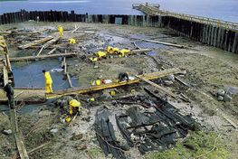 Excavation Skuldelev Ships. Viking ship museum
