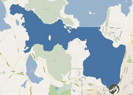 Det forventede sejladsområde, markeret med mørkeblå skravering. Kort: Google-map