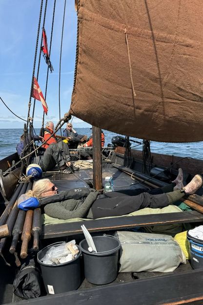 The crew takes turns to have the sailing duty and when you're not on duty you can have a rest on board the ship