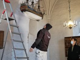 Overdragelsen af kirkeskibet Store Christianus Quintus fra Skt. Jørgensbjerg Kirke i Roskilde til Vikingeskibsmuseet fandt sted 7. januar 2021.