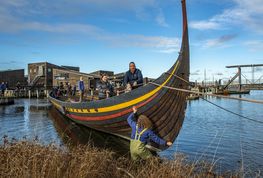 The Sea Stallion from Glendalough is being lead safely through the water 