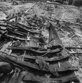 Excavation Skuldelev ships. Viking Ship Museum