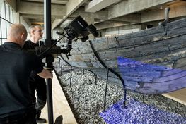 3D scanning i Vikingeskibshallen. Copyright: Vikingeskibsmuseet i Roskilde.