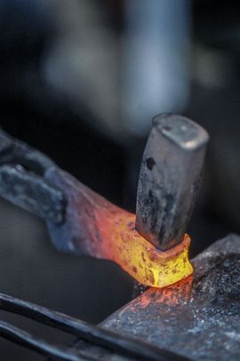 The Viking Ship Museum builds a new reconstruction of a Skuldelev ship. The blacksmith works by hand only in the forge.