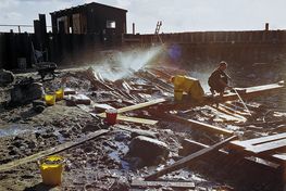 Excavation Skuldelev ships. Viking ship museum