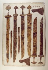 Weapons found in Viking graves at Kilmainham and Islandbridge, Dublin. © The National Museum of Ireland.