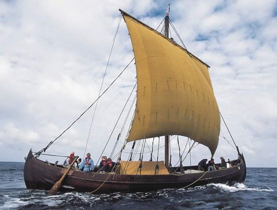 Ottar is a reconstruction of Skuldelev 1. The original ship was built in Sognefjord, Western Norway, around the year 1030, while Ottar was built at the Viking Ship Museum in Roskilde in 1999-2000. Ottar can carry about 20 tons, has square sails and a crew