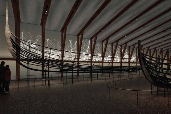 Visualisering af udstillinger i Skrinet. Copyright: Vikingeskibsmuseet i Roskilde