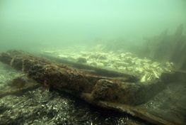 Svælget 1 blev fundet med de bevarede dele næsten helt fritlagt på havbunden. Skibets bund og lidt af den ene skibsside er bevaret relativt intakt og sammenhængende i en længde på ca. 15 meter. Foto Morten Johansen
