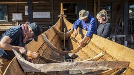 The boatyard At the boatyard, the Viking Ship Museum's professional boat builders build reconstructions of the Viking ships with copies of the tools available to the Vikings and with the same kind of materials as 1000 years ago. The boatyard At the boatyard, the Viking Ship Museum's professional boat builders build reconstructions of the Viking ships with copies of the tools available to the Vikings and with the same kind of materials as 1000 years ago.