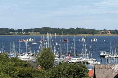 De farverige tremastede travailler i kapsejlads på Roskilde Fjord var et smukt syn fra toppen af Sct. Jørgensbjerg. De farverige tremastede travailler i kapsejlads på Roskilde Fjord var et smukt syn fra toppen af Sct. Jørgensbjerg. Atlantic Challenge 2026 i Roskilde.